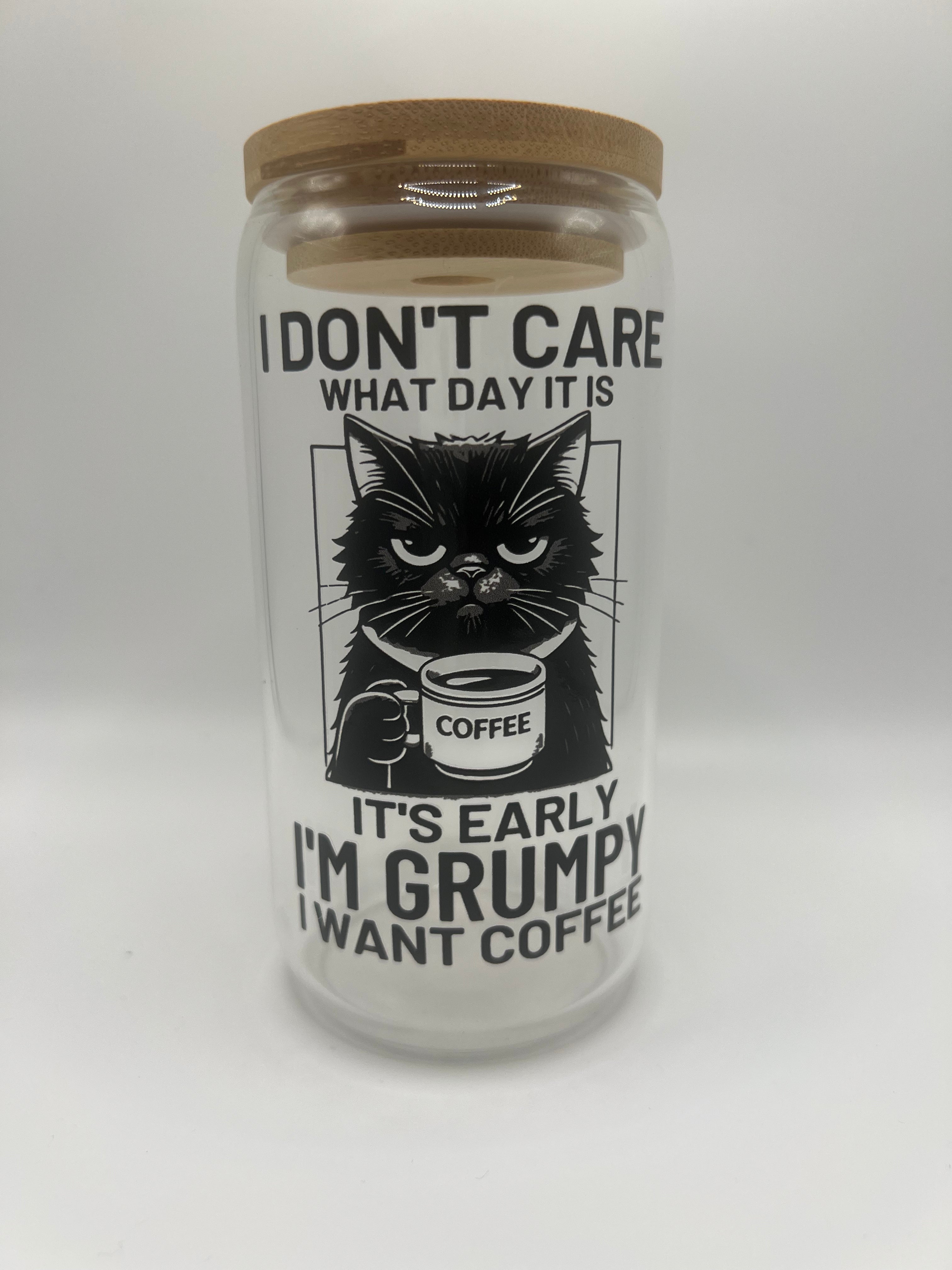 16Oz Glass Can Cup With Bamboo Lid & Straw